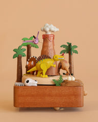 Wooden Volcano & Dinosaur Music Box