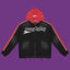 Roughplay Straight Logo Track Zip-Up Hoodie - Black/Red