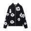 "Denim Tears" Black Floral Pattern Full-Zip Hoodie