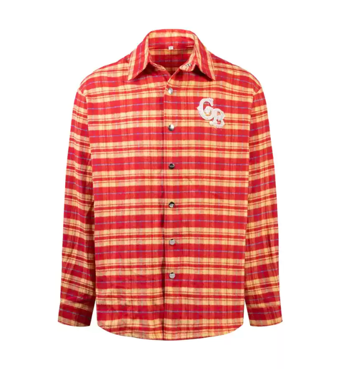 GOODBRAND pearl long sleeved checkered shirt jacket for couples, same style