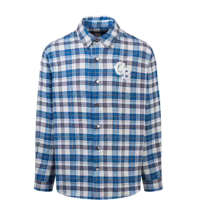 GOODBRAND pearl long sleeved checkered shirt jacket for couples, same style