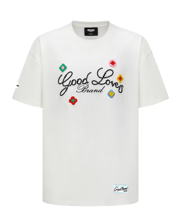 GOODBRAND 2025SS GOODLOVES 3D Embroidered Slogan Light Luxury Fashion Premium Short Sleeve T-shirt