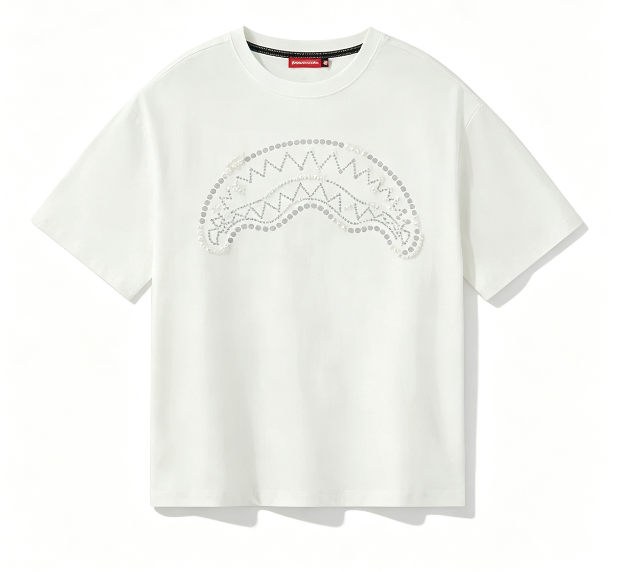 SprayGround Summer Shark Mouth Pearl T-shirt Men's and Women's Loose Sunscreen Cool American Top T-shirt Short Sleeve