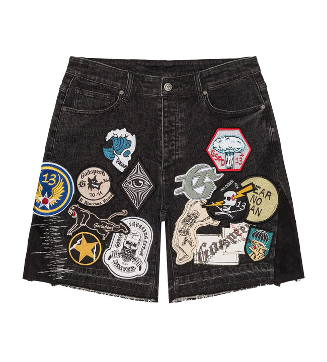 Godspeed Patchwork Denim Shorts V2 Black Hover Image