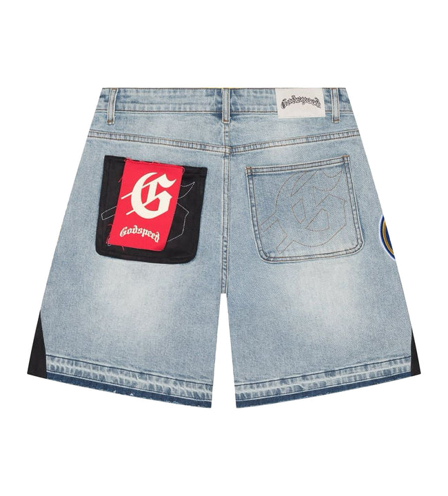 Godspeed Patchwork Denim Shorts V2 Blue Main Image