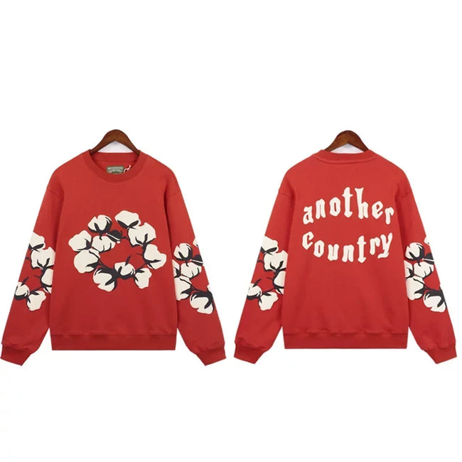 "Denim Tears" Another Country Cotton Wreath Oversized Red Sweatshirt Hover Image