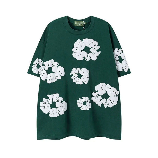 Denim Tears Cotton Wreath Graphic T-Shirt - Dark Green / Oversized Streetwear Hover Image