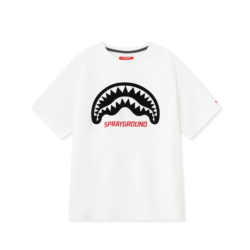 SprayGround 2026 Summer Shark Mouth Printed Short Sleeve T-shirt for Men and Women, American Loose Half Sleeve Trendy Brand Top