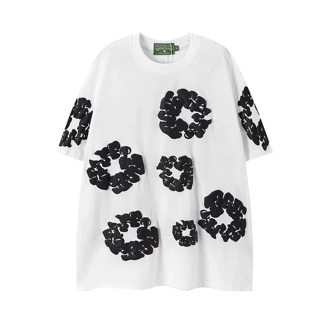 Denim Tears Cotton Wreath Graphic T-Shirt - White / Black / Oversized Streetwear Hover Image