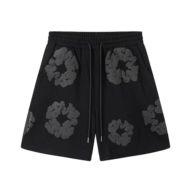 Denim Tears Cotton Wreath Graphic Shorts - Black / Stealth Edition Hover Image