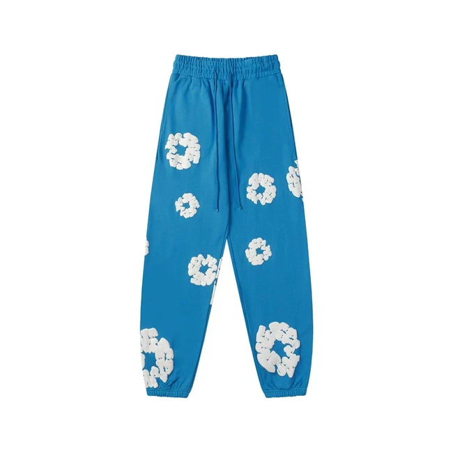 Denim Tears Cotton Wreath Graphic Sweatpants - Light Blue / Relaxed Streetwear Fit Hover Image