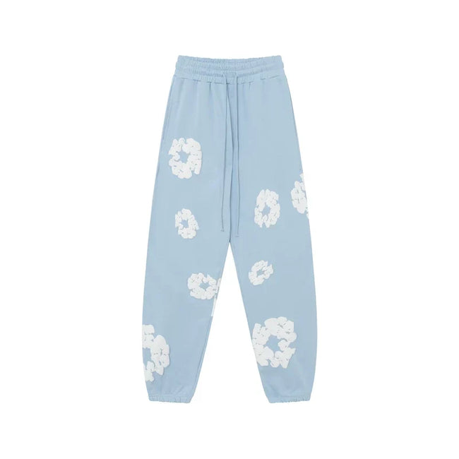 Denim Tears Cotton Wreath Graphic Sweatpants - Light Blue / Relaxed Streetwear Fit Hover Image