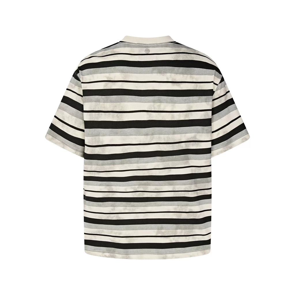 GOODBRAND 26SS Cash Wash Damaged Dirty GOOD Striped Round Neck Short Sleeve T-shirt Unisex