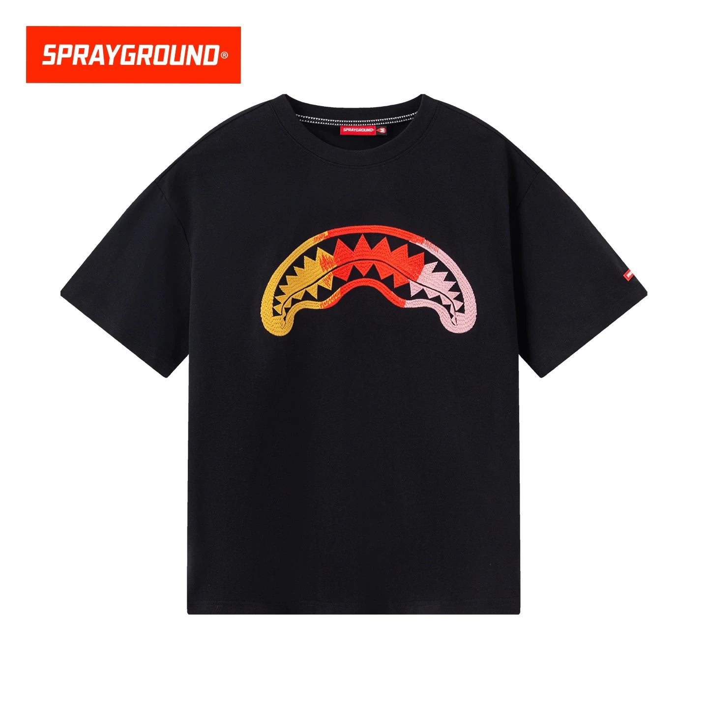 SprayGround Shark Mouth Embroidered Casual T-shirt Trendy Loose Couple Top T-shirt Short Sleeve Summer Style