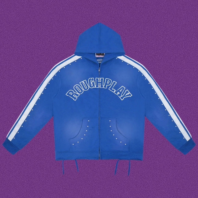 Roughplay Arch Logo Track Zip-Up Hoodie - Royal Blue Hover Image
