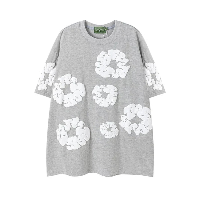 Denim Tears Cotton Wreath Graphic T-Shirt - Heather Grey / Oversized Fit Hover Image