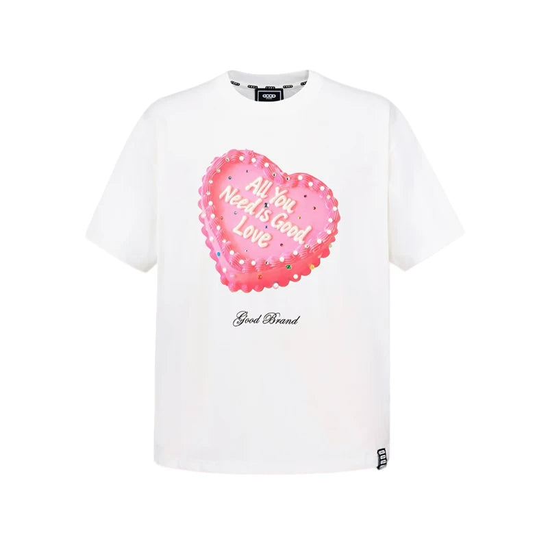 GOODBRAND new 520 limited edition love cake foam hot diamond high-end short sleeved T-shirt for both men and women trendy
