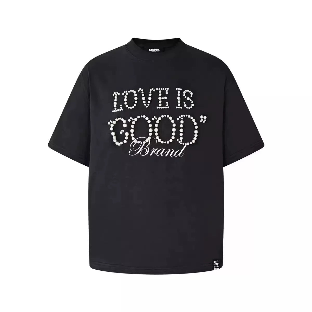 Pearl welcomes good luck GOODBRAND light luxury LOVE IS GOOD pearl slogan short sleeved T-shirt for couples