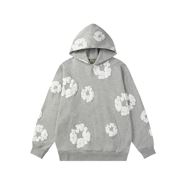Denim Tears Cotton Wreath Graphic Hoodie - Heather Grey / Relaxed Streetwear Fit Hover Image