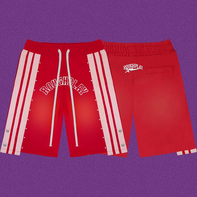 Roughplay Arch Logo Track Shorts - Red Hover Image