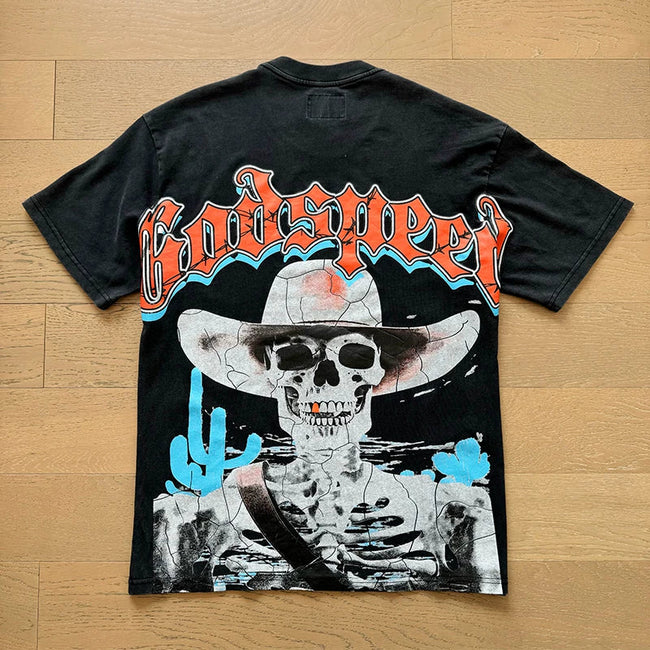 Godspeed Cowboy Skeleton Graphic Tee (Black) Hover Image