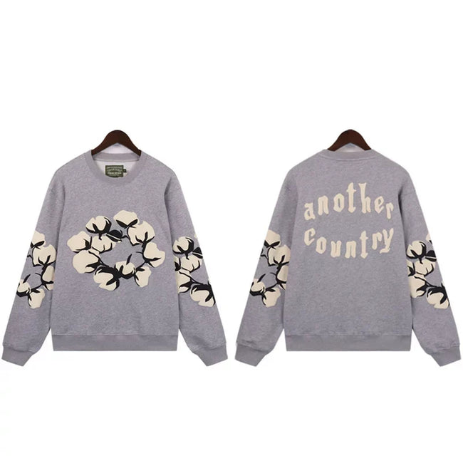 "Denim Tears" Another Country Cotton Wreath Oversized Grey Sweatshirt Hover Image
