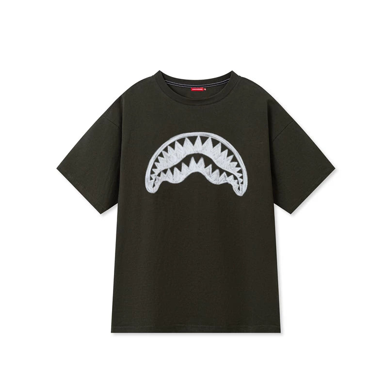 SprayGround Shark Mouth 2026 Graffiti Printed Short sleeved Men's and Women's Loose T-shirt Top Summer