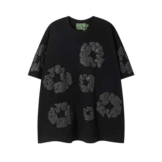 Denim Tears Cotton Wreath Graphic T-Shirt - Black on Black / Oversized Streetwear Hover Image