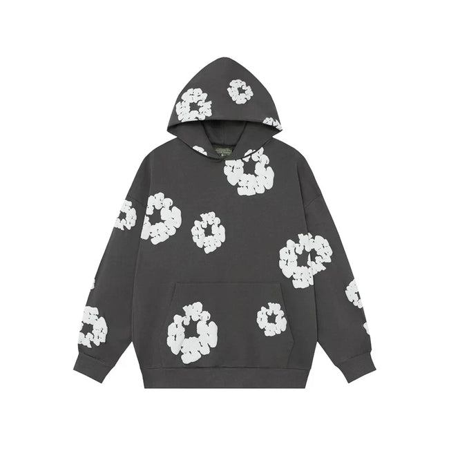 Denim Tears Cotton Wreath Graphic Hoodie - Charcoal Grey / Relaxed Streetwear Fit Hover Image