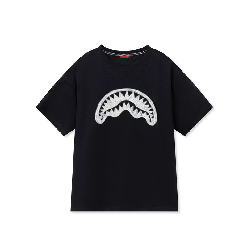 SprayGround Shark Mouth 2026 Graffiti Printed Short sleeved Men's and Women's Loose T-shirt Top Summer
