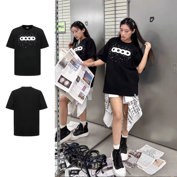 GOODBRAND 2026 GOOD Holiday Colorful Candy Gemstone Light Luxury Fashion Premium Printed Short sleeved T-shirt