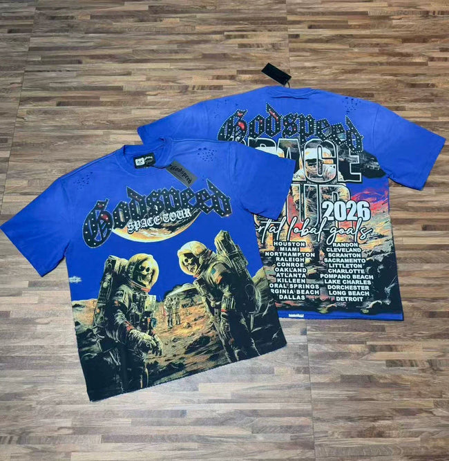 Godspeed Underground Street Graphic T-Shirt – Blue Hover Image