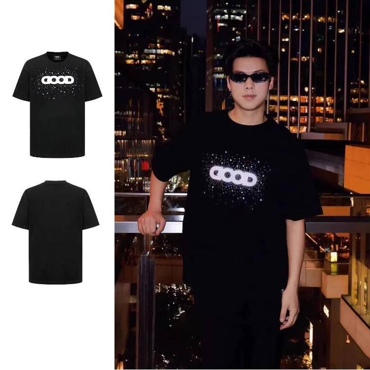 GOODBRAND 2026 GOOD Holiday Colorful Candy Gemstone Light Luxury Fashion Premium Printed Short sleeved T-shirt