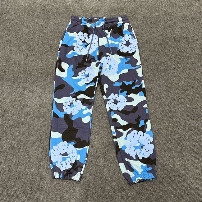 "Denim Tears" Blue Camo Floral Pattern Oversized Sweatpants Hover Image