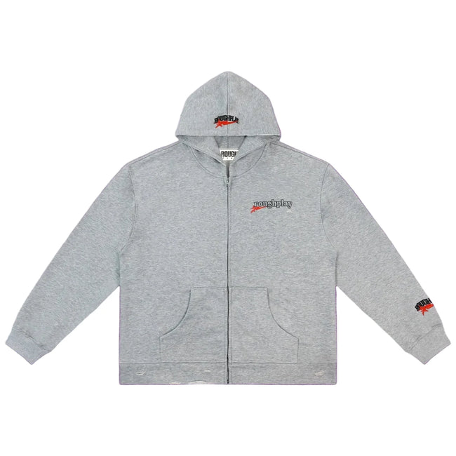 Roughplay Small Logo Full-Zip Hoodie - Light Grey Hover Image
