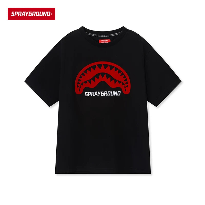 SprayGround 2026 Summer Shark Mouth Printed Short Sleeve T-shirt for Men and Women, American Loose Half Sleeve Trendy Brand Top