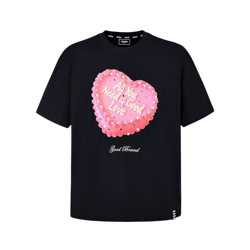 GOODBRAND new 520 limited edition love cake foam hot diamond high-end short sleeved T-shirt for both men and women trendy