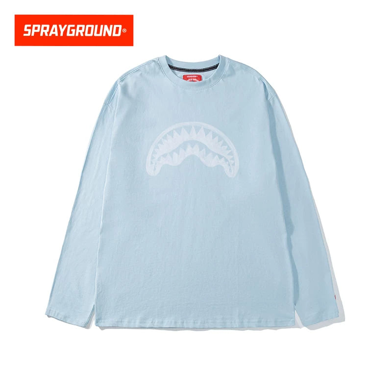 SprayGround 2026 Spring Graffiti Shark Mouth Long Sleeve T-shirt Men's and Women's Loose Versatile Top Base Shirt