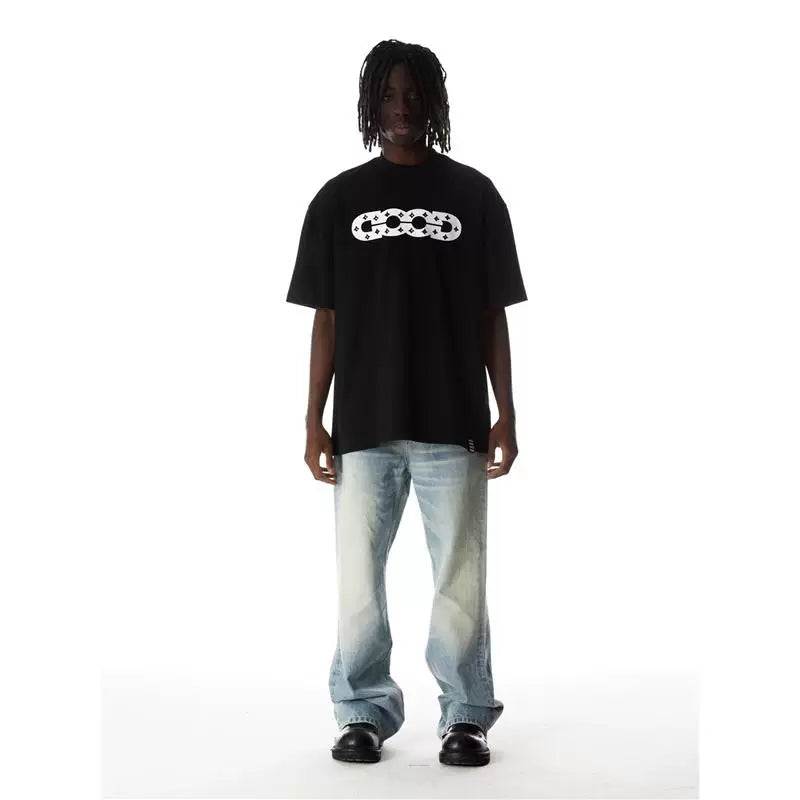 Zhu Zhixin's GOODBRAND color diamond logo hollow foam GOOD short sleeved T-shirt for both men and women