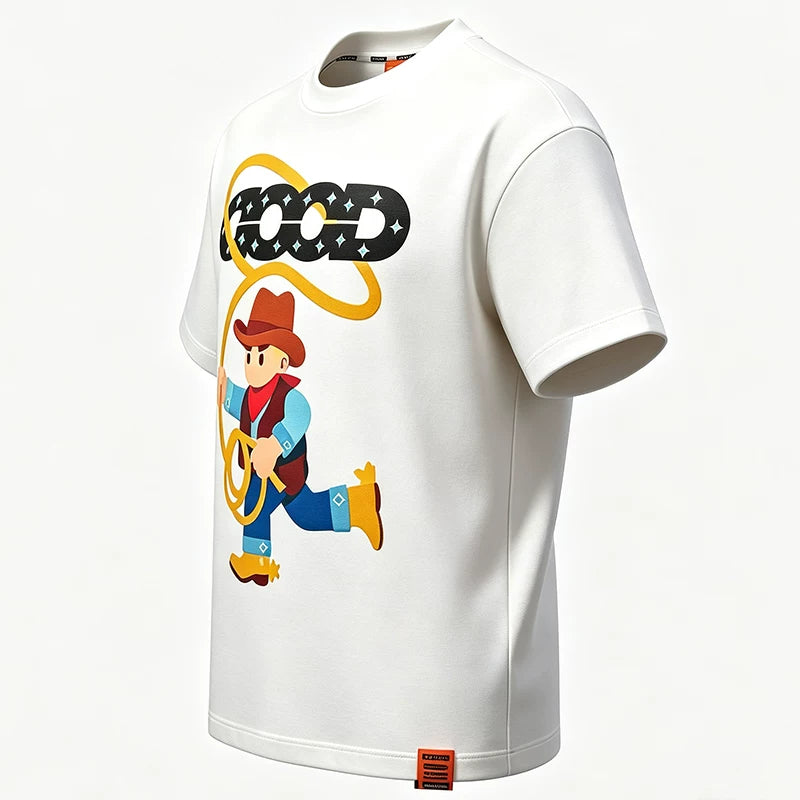 GOODBRAND M26SS Year of the Horse Cute Foam Cowboy Gemstone Light Luxury Fashion Short Sleeve T-shirt for Men and Women