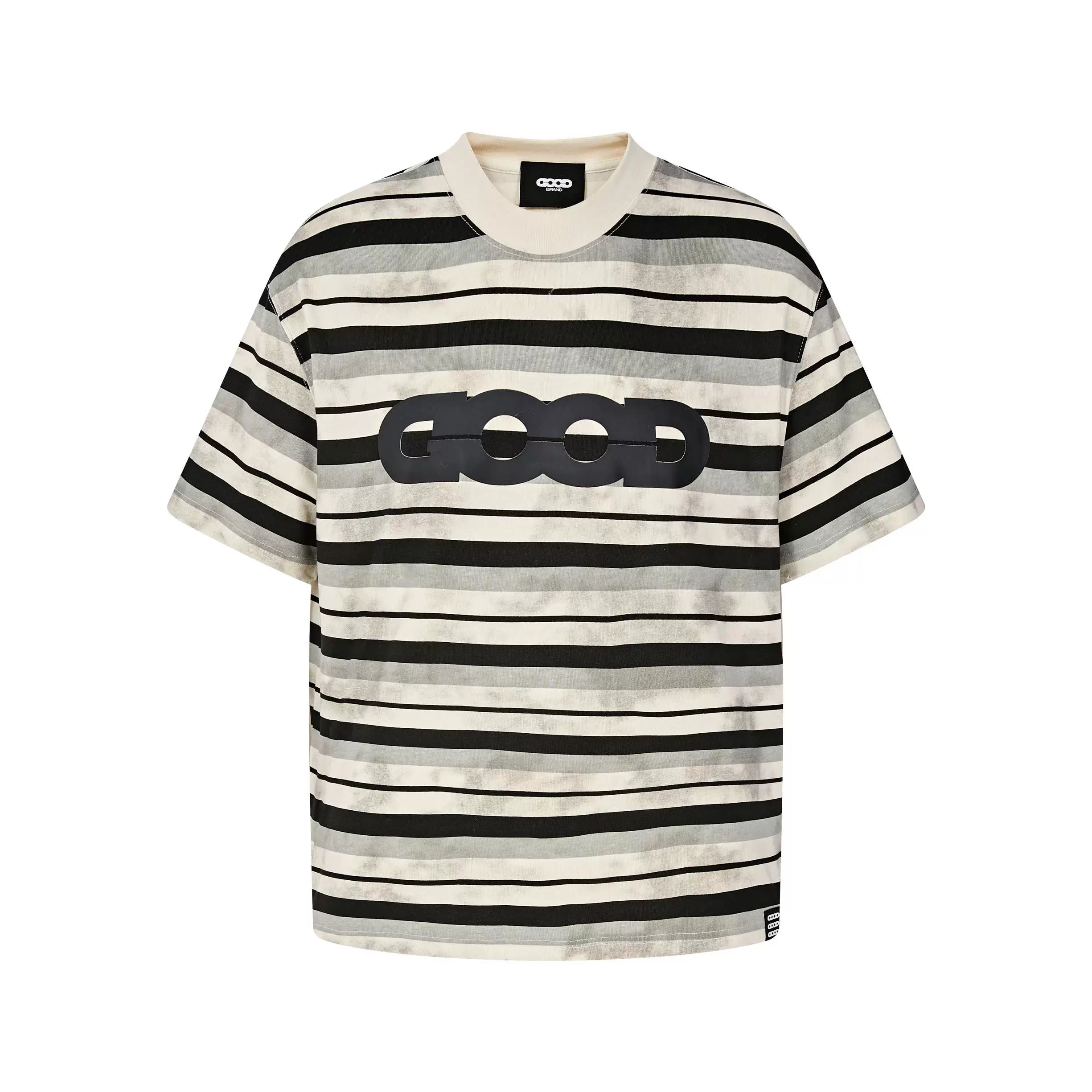 GOODBRAND 26SS Cash Wash Damaged Dirty GOOD Striped Round Neck Short Sleeve T-shirt Unisex