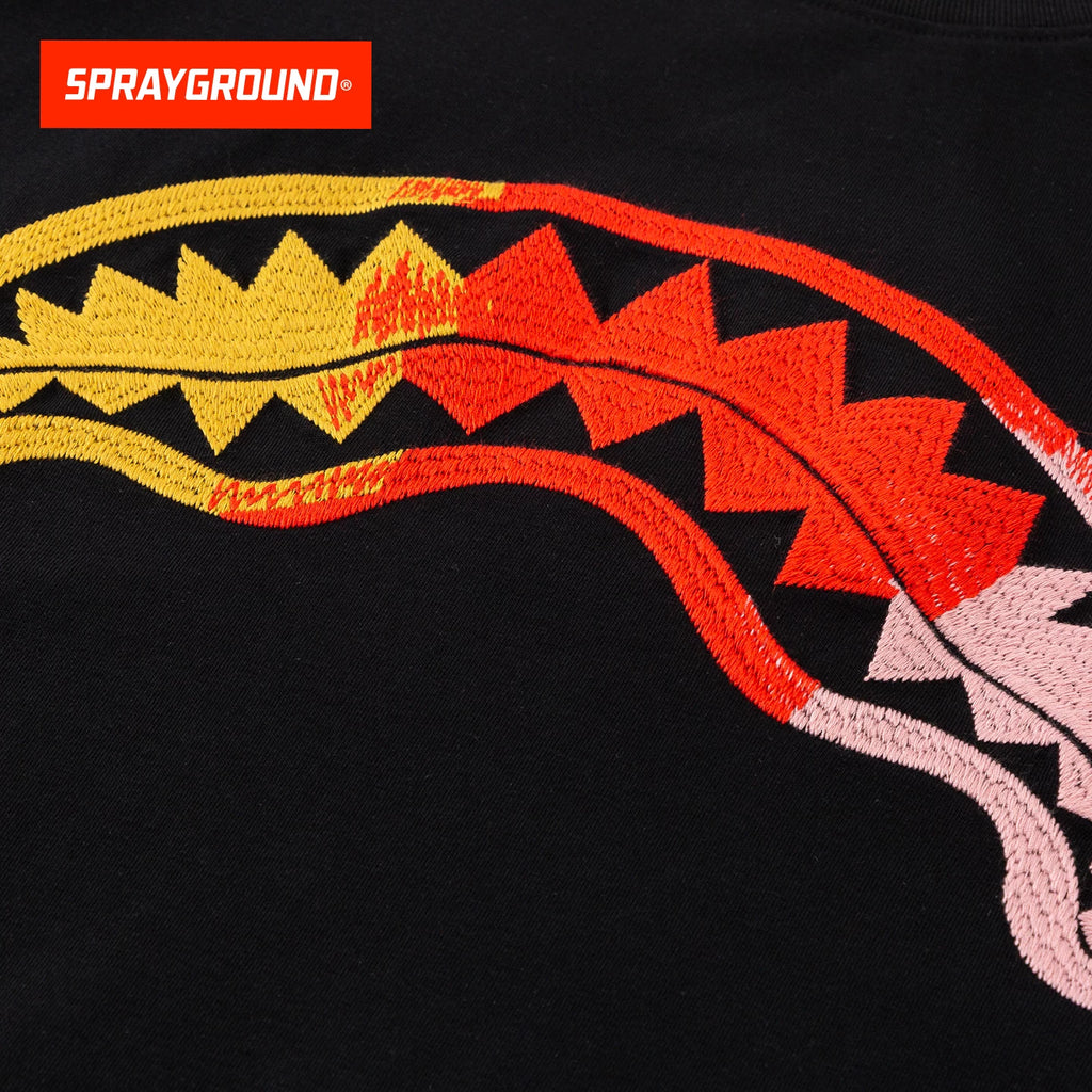 SprayGround Shark Mouth Embroidered Casual T-shirt Trendy Loose Couple Top T-shirt Short Sleeve Summer Style