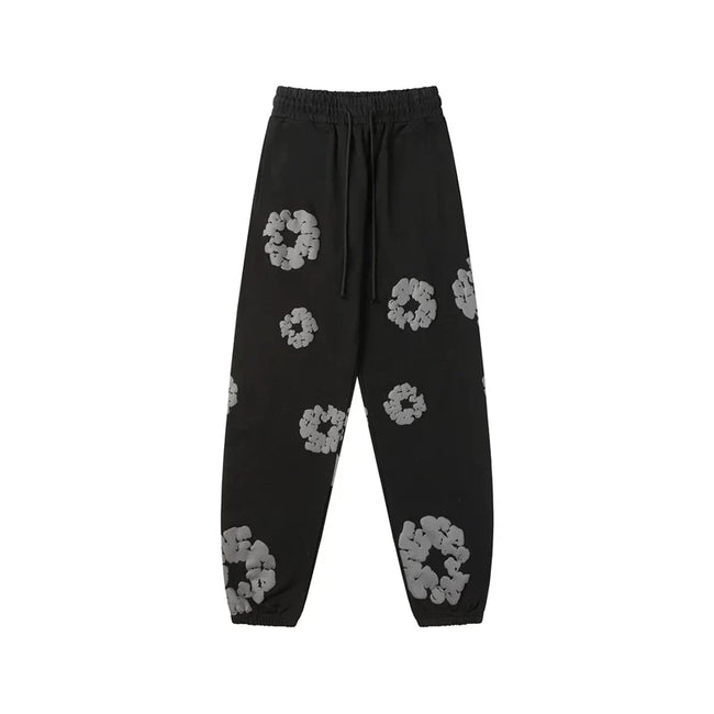 Denim Tears Cotton Wreath Graphic Sweatpants - Black / Stealth Edition Hover Image