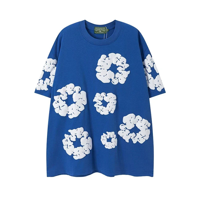 Denim Tears Cotton Wreath Graphic T-Shirt - Royal Blue / Oversized Streetwear Hover Image