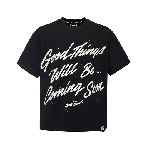 GOODBRAND 26SS is a good thing. Handwritten floral three-dimensional foam slogan black tee for both men and women