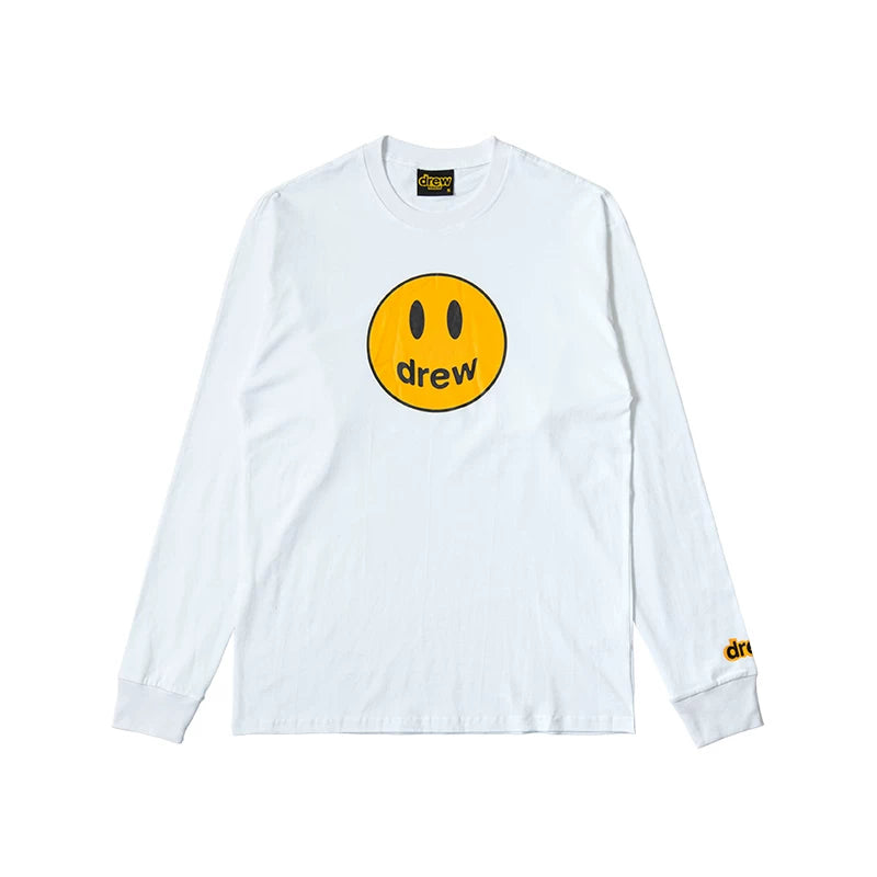 Drew BIEBER Smiling Trendy Brand Long Sleeve Justin Bieber Same Style High Street Fog Couple T-shirt Bottom Shirt (2)