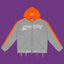 Roughplay Straight Logo Track Zip-Up Hoodie - Light Grey/Orange