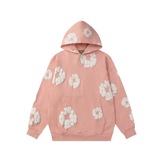 Denim Tears Cotton Wreath Graphic Hoodie - Pink / Relaxed Streetwear Fit Hover Image