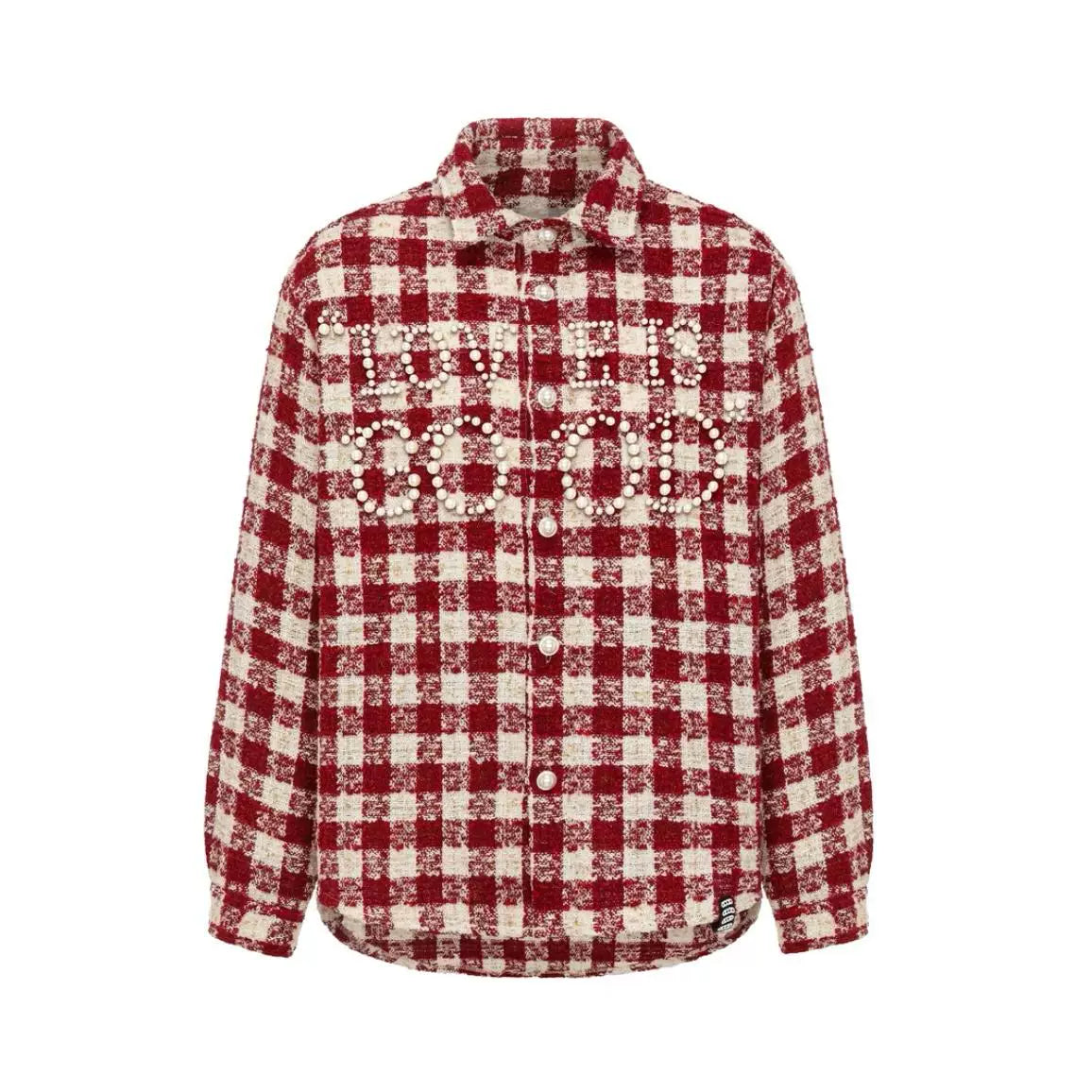 Yu Yuhan's same GOODBRAND pearl plaid small fragrant style long sleeved shirt New Year's limited edition