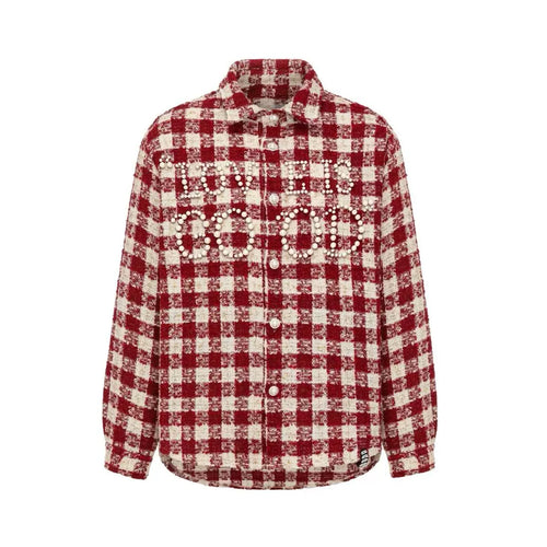 Yu Yuhan's same GOODBRAND pearl plaid small fragrant style long sleeved shirt New Year's limited edition